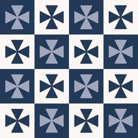 Checkered square random blue-white color simple geometric shape seamless background. Ethnic small mosaic or tile pattern. Use for fabric, interior decoration elements, wrapping. vector