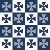 Checkered square random blue-white color simple geometric shape seamless background. Ethnic small mosaic or tile pattern. Use for fabric, interior decoration elements, wrapping. vector