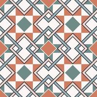 fondo de patrón sin costuras de forma superpuesta cuadrada a cuadros geométricos. diseño retro de color marrón-verde persa marroquí étnico. uso para elementos de decoración de interiores del hogar. vector