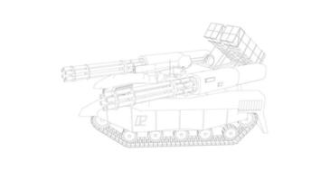 arte lineal de tanques militares vector