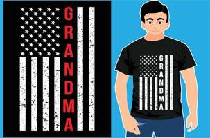 American Flag With Grandma T-shirt Design. vector