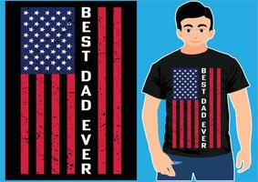 American Flag With T shirt Design. vector