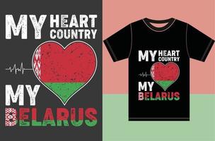 mi corazón, mi país, mi diseño de camiseta de la bandera de belarus.belarus vector