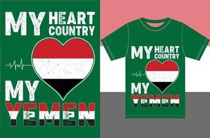 mi corazón, mi país, mi yemen. diseño de camiseta de bandera de yemen vector