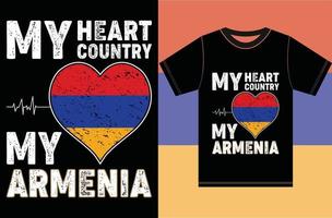 mi corazón, mi país, mi armenia. diseño de camiseta de bandera de armenia vector