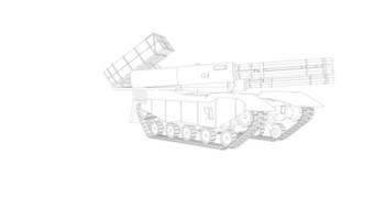 line art of destroyer tank vector