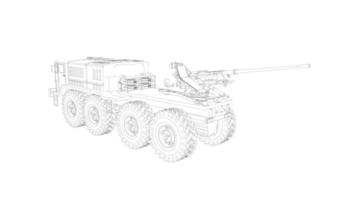 line art of destroyer tank vector