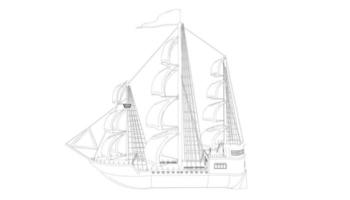 velero clásico estilo lineart vector