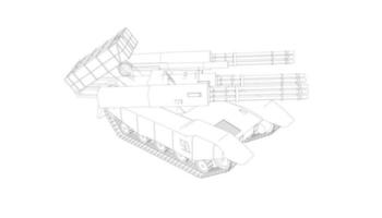 line art of destroyer tank vector