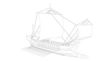 lineart style classic sailboat vector