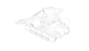 line art of destroyer tank vector