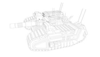 line art of assault tank vector