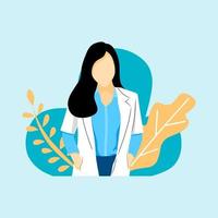 Female portrait medical doctor profile Flat design vector