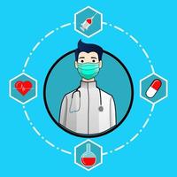 Doctor profile with medical service icon vector