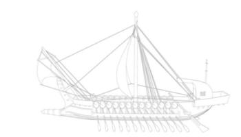 lineart style classic sailboat vector