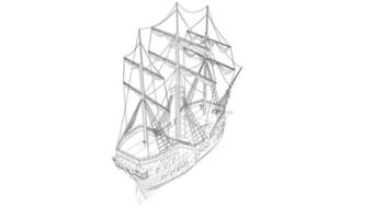 velero clásico estilo lineart vector