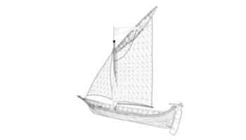 lineart style classic sailboat vector