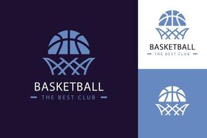 diseño de plantilla de logotipo de baloncesto de diseño plano