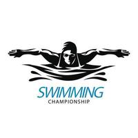 flat design swimming logo template design vector
