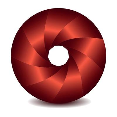 Symbol 3D, abstract lens design and red.