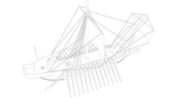 lineart style classic sailboat vector