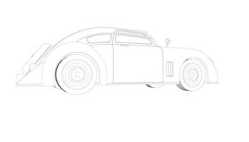 Old car design line art vector