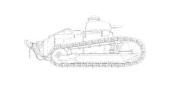 line art of assault tank vector