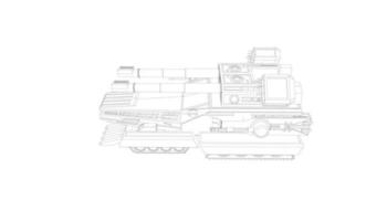 line art of assault tank vector