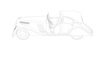 Old car design line art vector