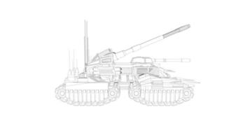 arte lineal de tanques militares vector