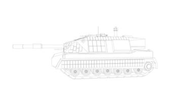 line art of destroyer tank vector