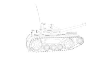 line art of assault tank vector