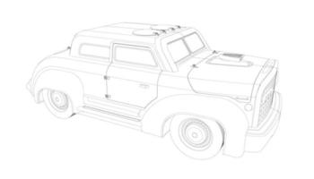 Old car design line art vector