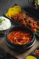 Kimchi Jikae or Kimchi Soup ready to eat in bowl photo