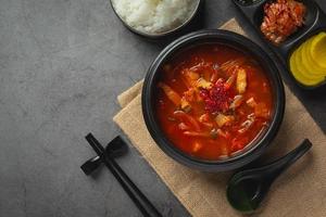 Kimchi Jikae or Kimchi Soup ready to eat in bowl photo