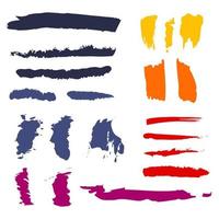 Set of different strokes of colored paint on a white background - Vector