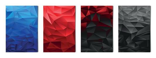 Set of 4 pcs abstract triangles multicolored backgrounds, templates for advertising, business cards, textures - Vector