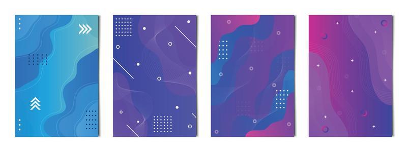 Set of 4 pcs abstract blue cyan backgrounds, templates for advertising, business cards, textures - Vector