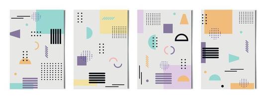 Set of 4 pcs abstract geometric shapes light backgrounds, templates for advertising, business cards, textures - Vector