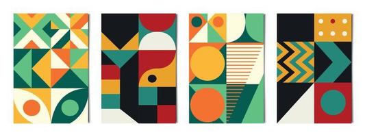 Set of 4 pcs abstract geometric shapes colorful backgrounds, templates for advertising, business cards, textures - Vector