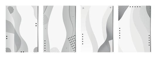 conjunto de 4 piezas de fondos de luz abstractos líneas negras onduladas, plantillas para publicidad, tarjetas de visita, texturas - vector