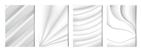 Set of 4 pcs abstract light backgrounds wavy white lines, templates for advertising, business cards, textures - Vector