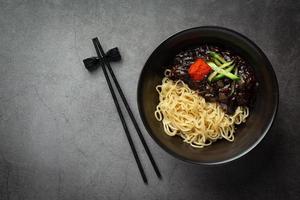 korean food. Jajangmyeon or noodle with fermented black beans sauce photo