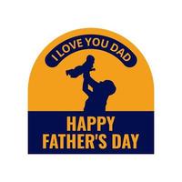 Father's day title text. Gold font, happy and i love you dad text with father and son. vector