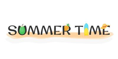 Summer time title text on white background vector