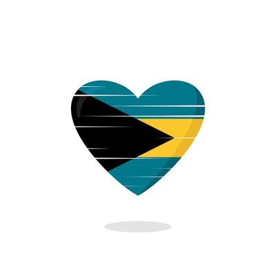 Bahamas flag shaped love illustration