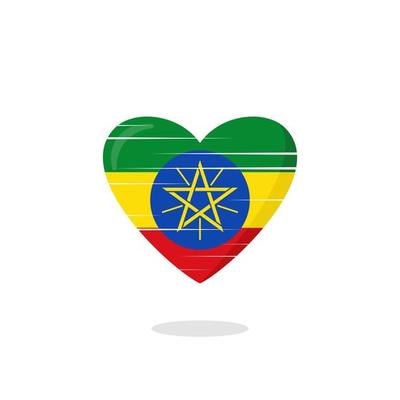 Ethiopia flag shaped love illustration