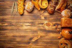 Bread On Wood Background photo