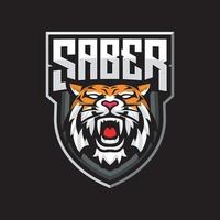 angry sabertooth sport gaming vector logo template illustration with black background