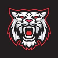 ilustración de plantilla de logotipo de vector de juego de deporte de tigre blanco con fondo negro